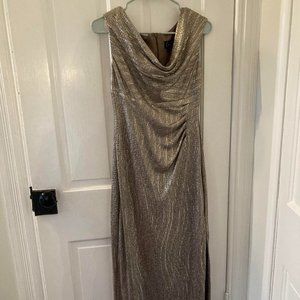 Connected Apparel Gold Cowl Neck floor length dress Size 4P